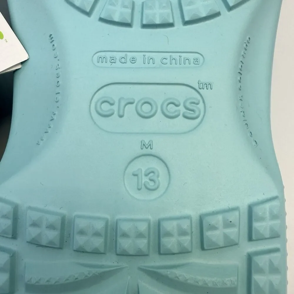 Crocs Classic Clogs Men’s Size 13 Ice Blue Turquoise Comfort Slides New W/Tags